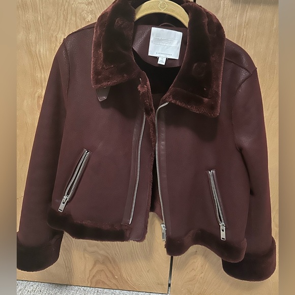 By Anthropologie Burgundy Shearling Jacket - Picture 1 of 5